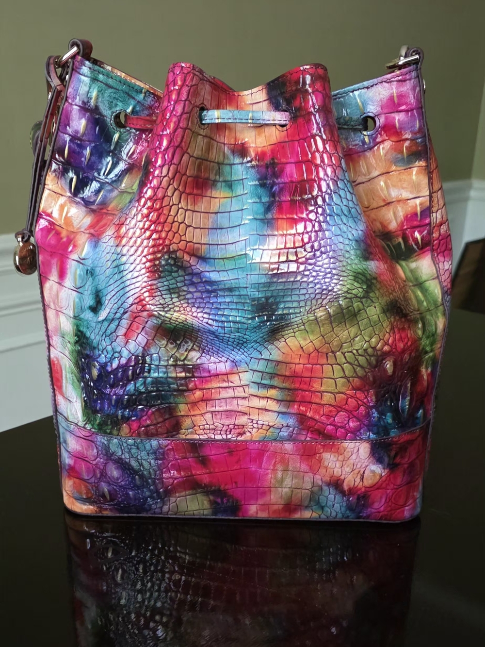 Brahmin Marlowe Bucket Bag In Fallstruck Melborne - Picture 2 of 14